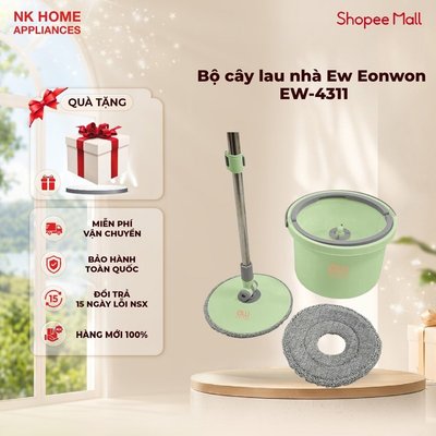 Bộ cây lau nhà ew eonwon EW-4311 vắt khô tách nước bẩn lau nhà nhanh xoay 180 độ | Bảo Hành 12 Tháng