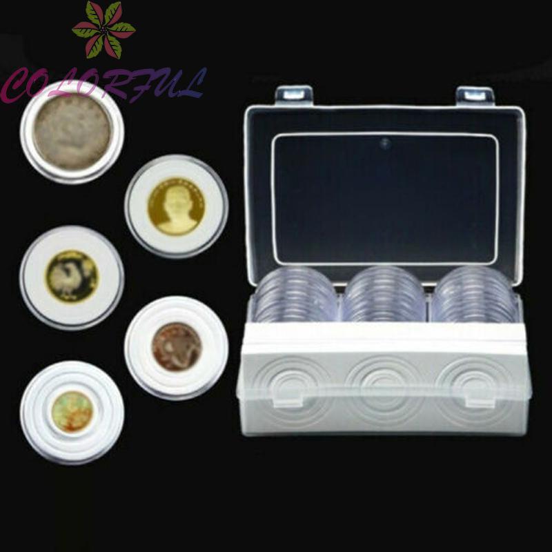 Coin Storage Box Clear Capsules Holder Display Collections Transparent