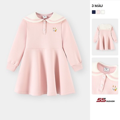 Váy Bé Gái 5S Fashion Cổ Thủy Thủ Thêu Hình Thỏ Dễ Thương G0VAY25007