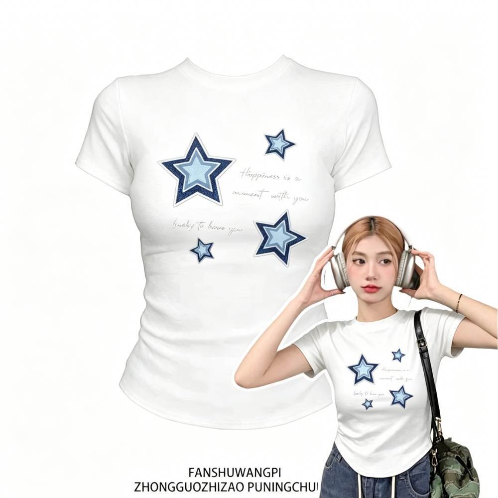 My-T Crop Top baby tee Slim Fit Wear It And Hide Your Figure. Áo thun nữ vải Cotton siêu mềm "LUCKY 
