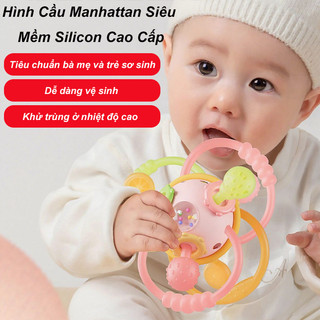 Gặm Nướu Cho Bé,Hình Cầu Manhattan Siêu Mềm Silicon Cao Cấp,Đồ Chơi Cho Bé Sơ Sinh Tập Cầm Nắm,giảm ngứa nướu 