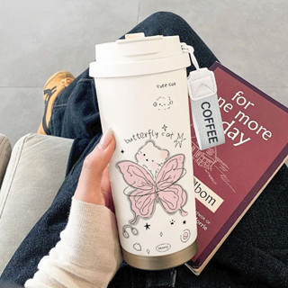  Ly giữ nhiệt lớn hình mèo dễ thương có ống hút ly cà phê lạnh cho sinh viên và các cô gái  