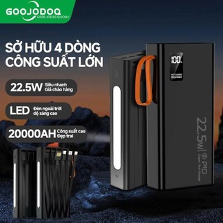  { HOẢ TỐC } Sạc dự phòng 20.000mAh GOOJODOQ Sạc Nhanh Tích hợp 4 đầu dây tiện lợi 