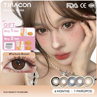 【HOT SALE kính áp tròng TINACON lens 1 cặp tròng kính màu nâu ĐƯỜNG KÍNH 14.5mm mắt to mềm dùng được 6 tháng (0.0 ~ 8.0)