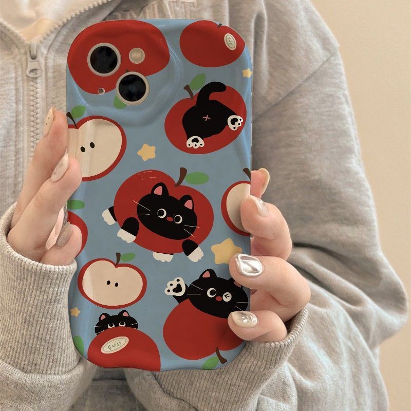 Ốp lưng Apple Cat dễ thương Samsung S25fe S24 S23fe S21fe S20fe S24 S25 S22 S23 M15 M14 M54 M34 F34 