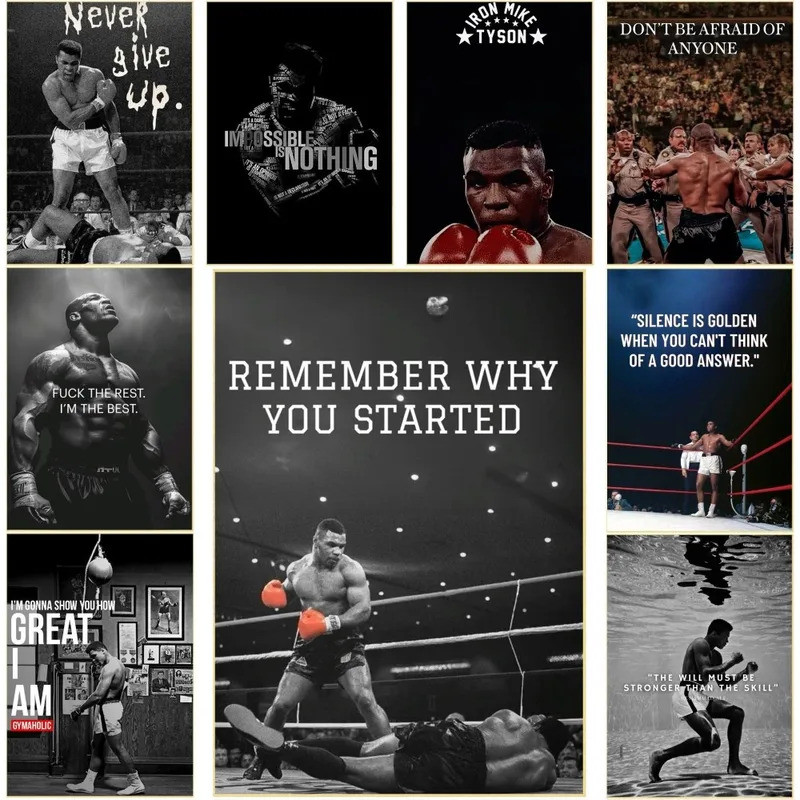 Boxer Mike Tyson M-Muhammad Ali M-Motivational Trích Dẫn Poster Tự Dính Nghệ Thuật Chống Thấm Nước G