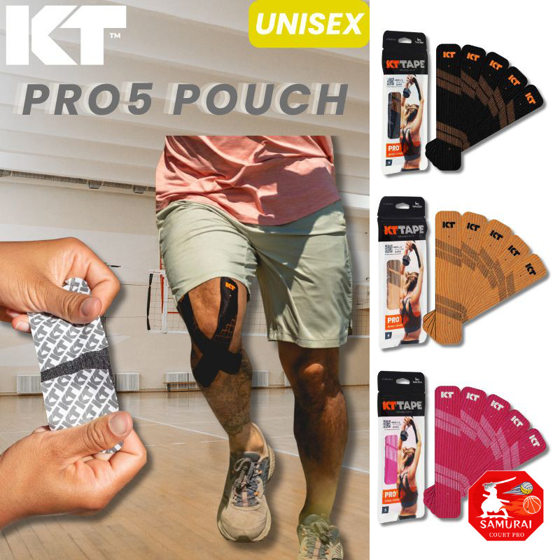 KT TAPE Kinesiology Tape PRO5 POUCH Pre-cut (5cm x 25cm) 5 sheets Available in 5 colors