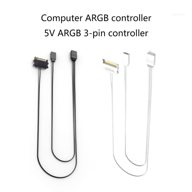 San * 1PC 5V 3Pin 5V 3Pin ARGB SYNC Adapter Cáp Cho Bo Mạch Chủ SYNC PC Khung Xe Quạt Làm Mát