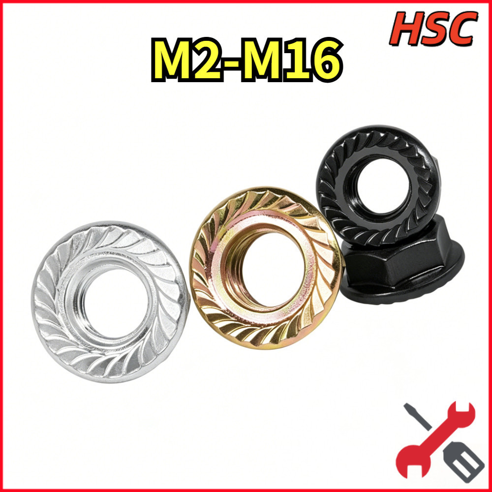 Đai ốc liền long đền  M2-M16 /Tán liền long đền Tán Hở (kẽm màu/mạ ních ken/carbon thép)[HSC-2]