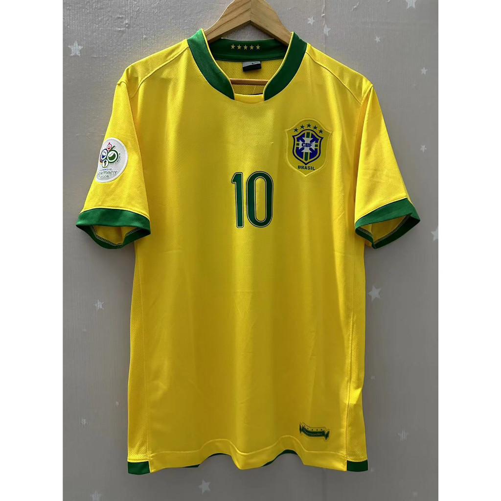 2006 Brazil Nhà Retro Áo Bóng Đá Tùy Chỉnh Áo Thun 06 RONALDINHO Áo Bóng Đá RONALDO