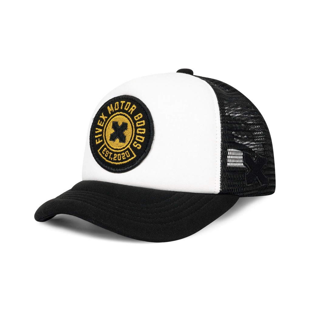 Nón/mũ lưỡi trai nam FIVEX/UNISEX-Nam,nữ-Trucker Hat -Cotton-FIVEX TRUCKER MOTO GOODS - BLACK/WHITE