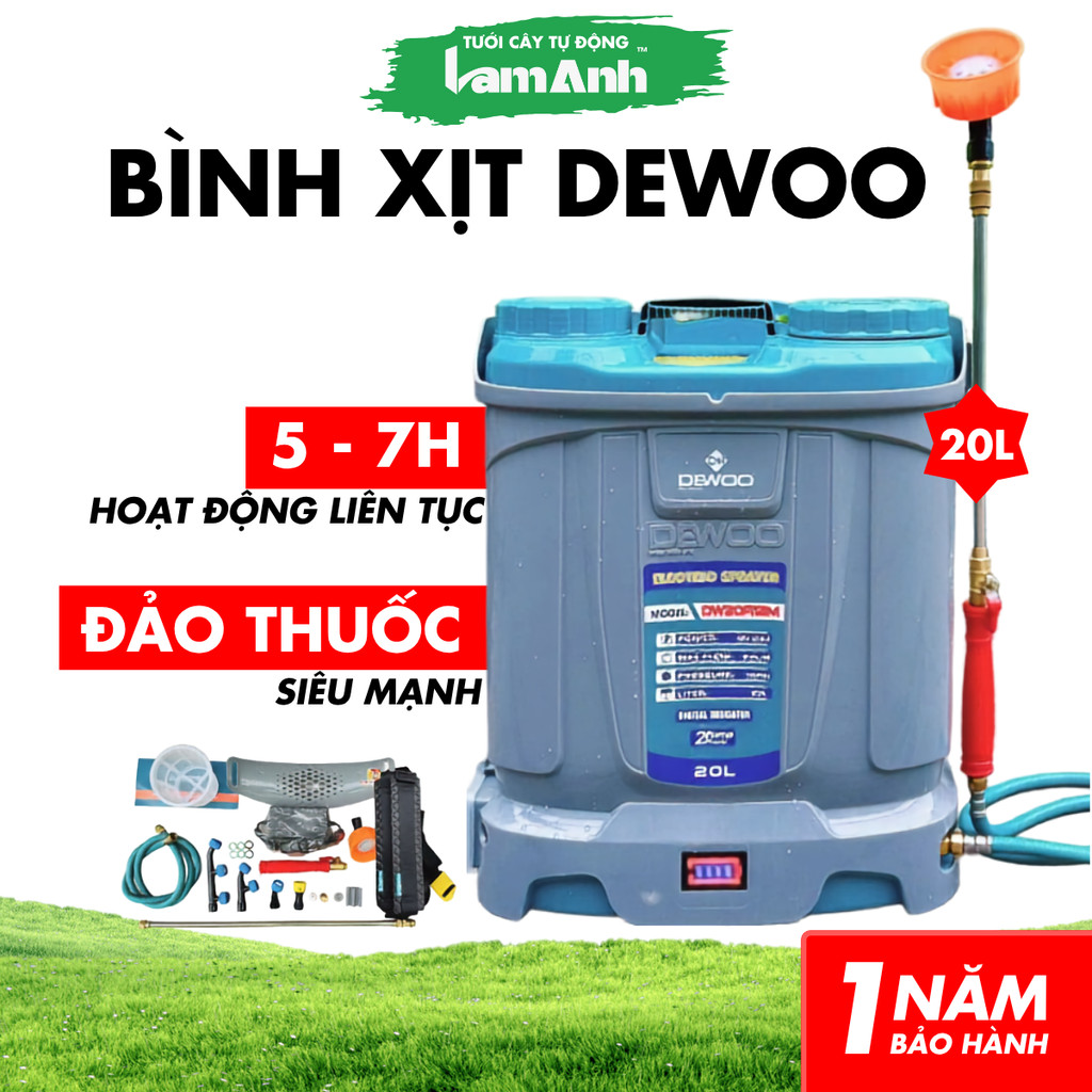 Bình Phun Thuốc Điện [2 Bơm] - DEWOO - DW20A12M - CÓ ĐẢO THUỐC  - Tưới Tự Động Lam Anh