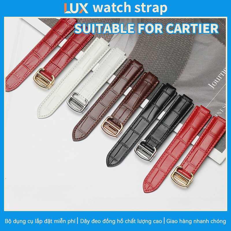 Áp dụng cho Cartier Ballon Bleu Tank Dây đeo đồng hồ da bò chính hãng, Giao diện lồi có khóa gấp, Kí