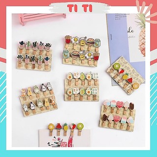 Set 3 túi kẹp gỗ treo ảnh nhiều hình ngộ nghĩnh 1 set 10 kẹp