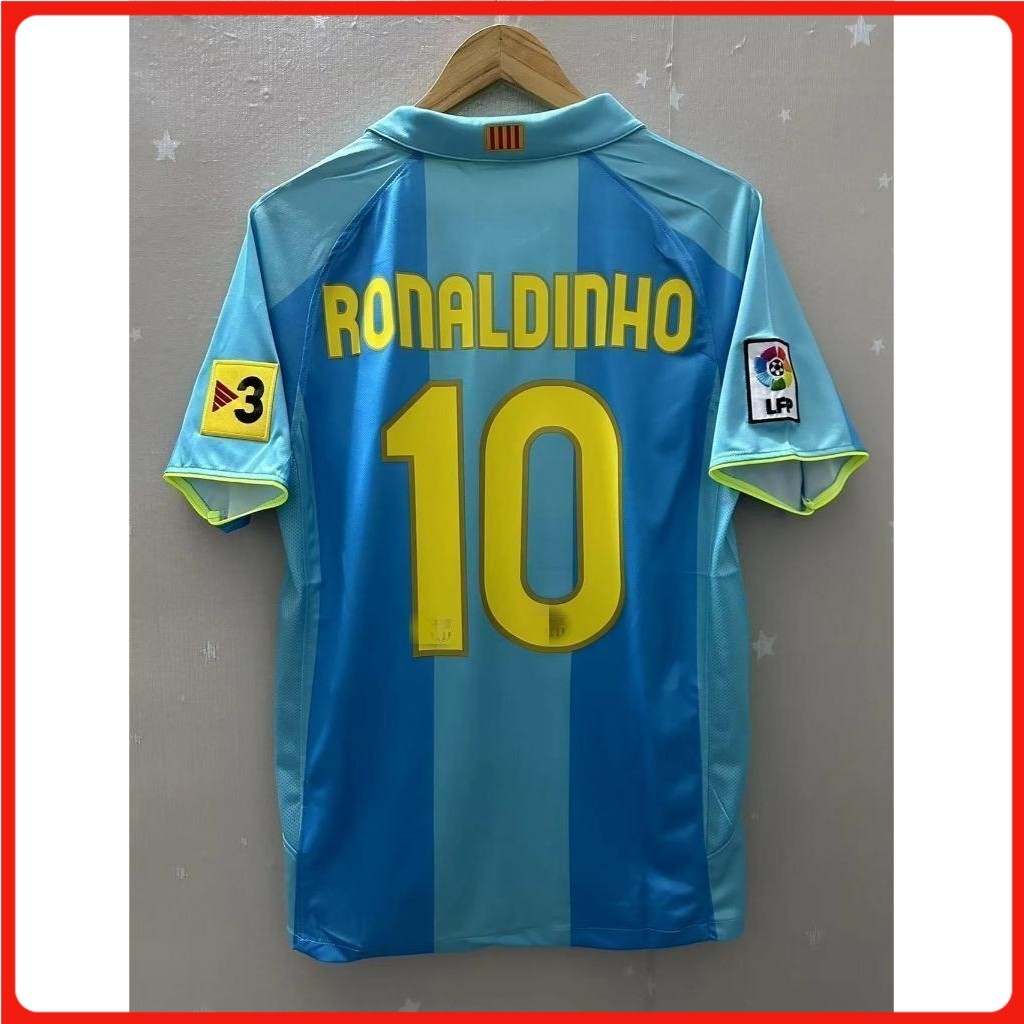 07-08 Barcelona sân khách Ronaldo Messi retro áo thun tùy chỉnh