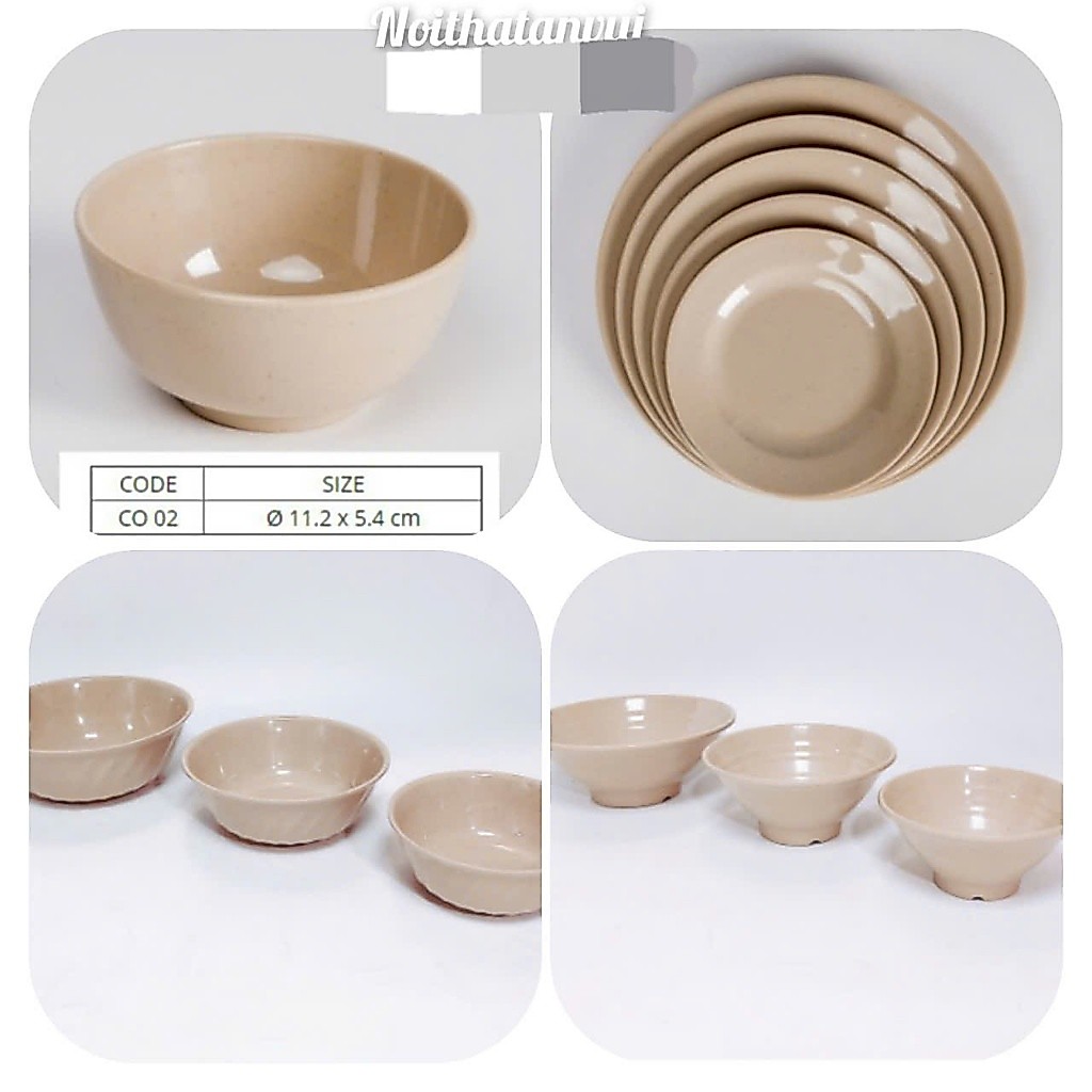 Tô, chén, dĩa nhựa melamine MÀU NÂU