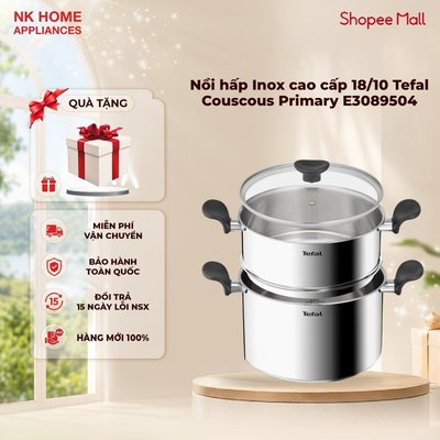 Nồi hấp Inox cao cấp 18/10 Tefal Couscous Primary E3089504, 24cm - Bảo hành chính hãng 2 năm