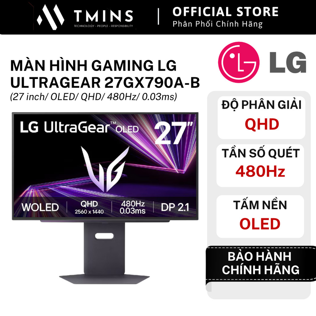 Màn Hình Gaming LG UltraGear 27GX790A-B (27 inch, OLED, QHD, 480Hz, 0.03ms) - Hàng chính hãng