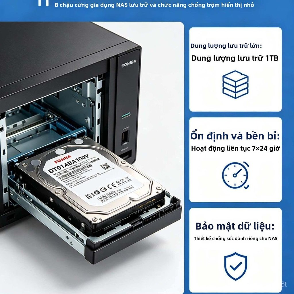 Ổ cứng HDD Toshiba 1TB 3.5 inch SATA 7200RPM lưu trữ game camera dữ liệu an toàn chính hãng bền