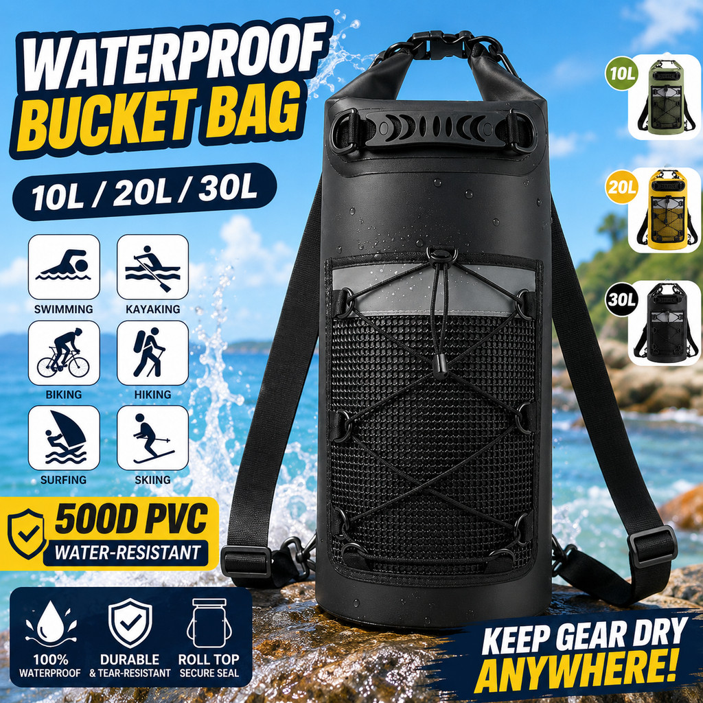 Túi Chống Nước 10L 20L 30L PVC Dry Bag Ocean Pack Ba Lô Chống Nước Đi Biển Bơi Lội Cắm Trại Chèo Thu