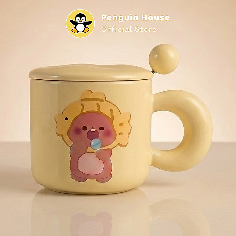 [Penguin] Cốc sứ Loppy cute 350ml ly sứ decor, ly sứ uống nước, cốc uống nước dễ thương_FS3
