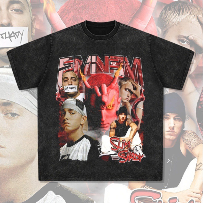 Eminem Eminem Hip Hop Rap American Street Wear Retro In Đau Khổ Rửa Tay Ngắn Rời