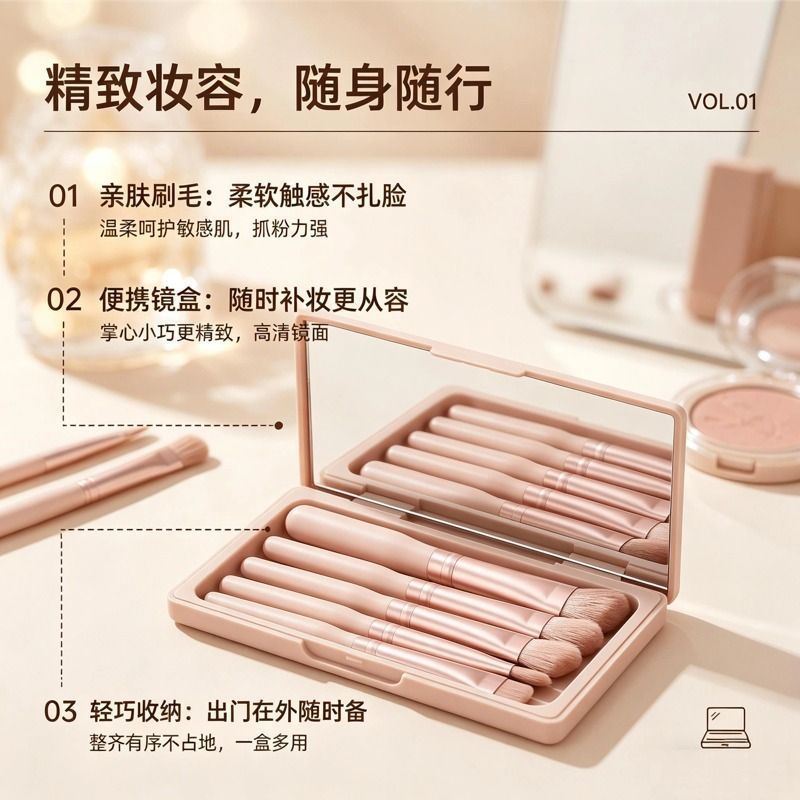 Cangzhou Mềm Tóc Phấn Mắt Bộ 6 Miếng Trang Điểm Mắt Nằm Silkworm Blade Eyeliner Brush Chi Tiết Mắt B
