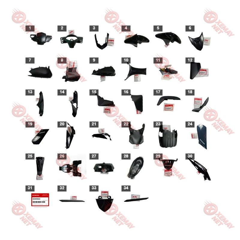 Bộ Nhựa - Dàn Vỏ - Dàn Áo Air Blade 110 Năm 2007 Màu Đen - Nha69 A1