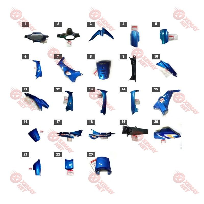 Bộ Nhựa - Dàn Vỏ - Dàn Áo Wave A Nhỏ 100 Màu Xanh Ngọc Lốc Đen Pb305