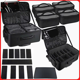    Da PU 100%   Cốp kéo đựng đồ Da PU Vân Trám chống nước makeup chuyên nghiệp sz 48cm 