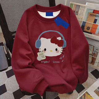  áo sweater nữ form rộng hàn quốc xám tiêu local brand Salmo dễ thương hello kitty y2k áo tay dài nỉ 