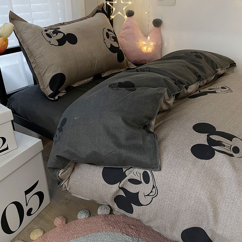 Ga trải giường 5 feet 6 feet 1,5 m1,8m Bộ bốn mảnh Cotton Mickey giặt bốn mùa phổ thông