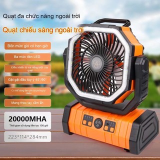  Quạt tích điện kèm đèn Workfix Điều chỉnh 4 cấp độ gió - Quạt pin dùng 6-8 tiếng có cổng sạc USB 