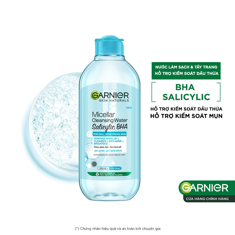 Bộ 2 Nước tẩy trang Garnier Cho Da Dầu Mụn Salicylic BHA Micellar 400ml x 2 (mới) | BigBuy360 - bigbuy360.vn