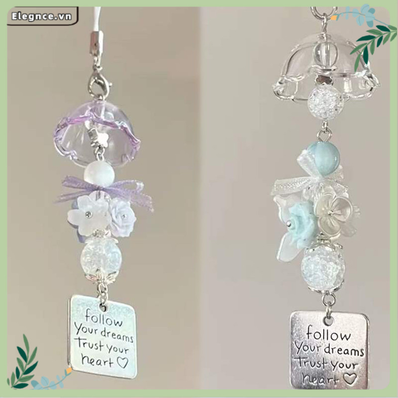 【Elevn】Dây đeo điện thoại chuông gió hình sứa yêu tinh đính hạt Có thể treo trên điện thoại di động và ba lô