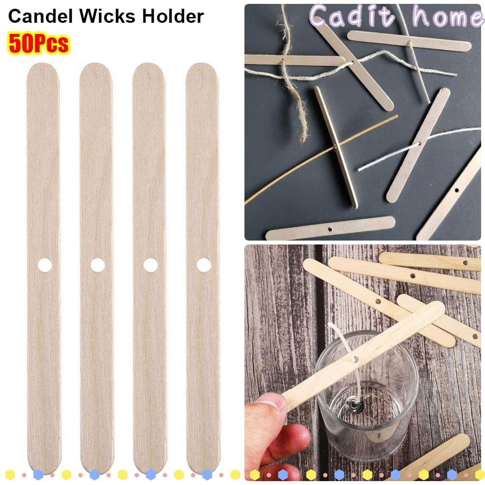 CADIT 50 Chiếc Candel Wicks Holder, Dụng cụ làm Candel 114mm bằng gỗ, Thiết bị định tâm DIY Phụ kiện