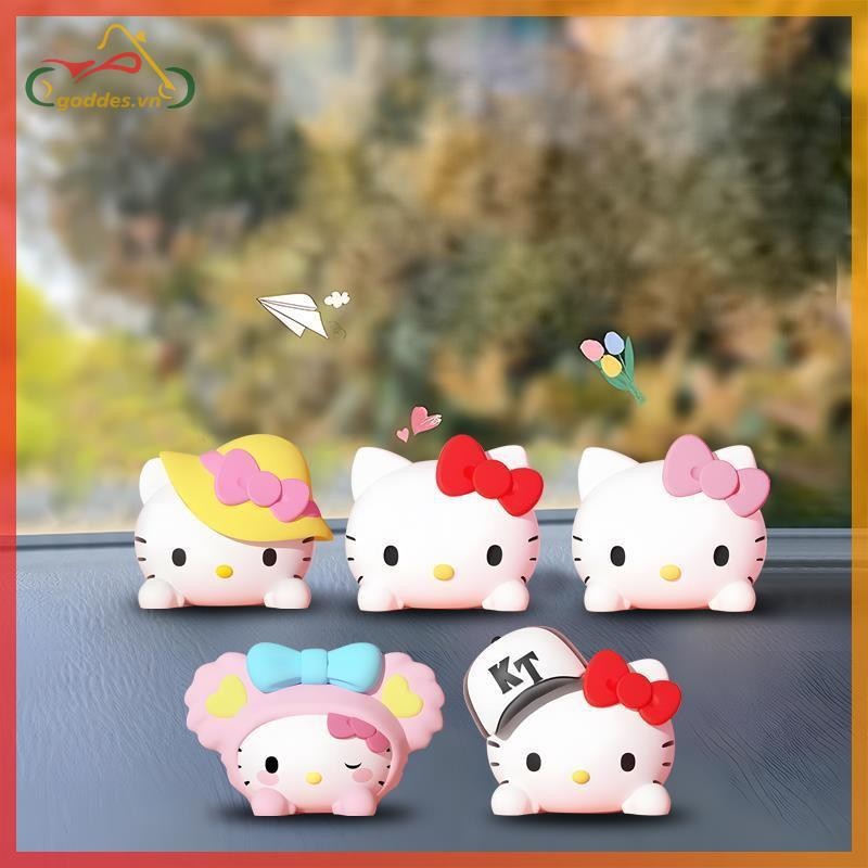 Goddes 1 Bộ Đồ Trang Trí Kawaii Hello Kitty 3D Xe Dễ Thương Chống Thấm Nước Có Thể Tháo Rời Hoạt Hìn