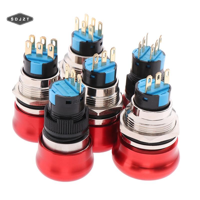 < SDJZT > Nút bấm kim loại dừng khẩn cấp 16mm 19mm 22mm Nút nhấn nấm Nút dừng 1NO1NC 2NO2NC Giữ lưới