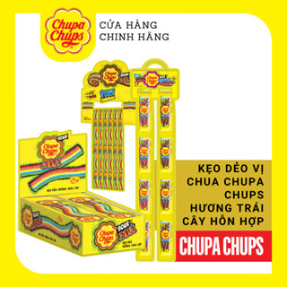 Kẹo dẻo vị chua Chupa Chups hương trái cây hỗn hợp và kẹo dẻo vị chua hình ống hương cola và dâu