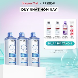 Bộ 3 nước tẩy trang đa năng 3-in-1 L'Oreal Paris Micellar tươi mát cho da dầu, hỗn hợp 400ml x 3