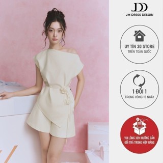 Set đồ Áo lệch vai thắt dây eo 2T04.2501K, Quần sooc ngắn bổ thân quần 3S05.2501K thiết kế bởi JM Dress Design