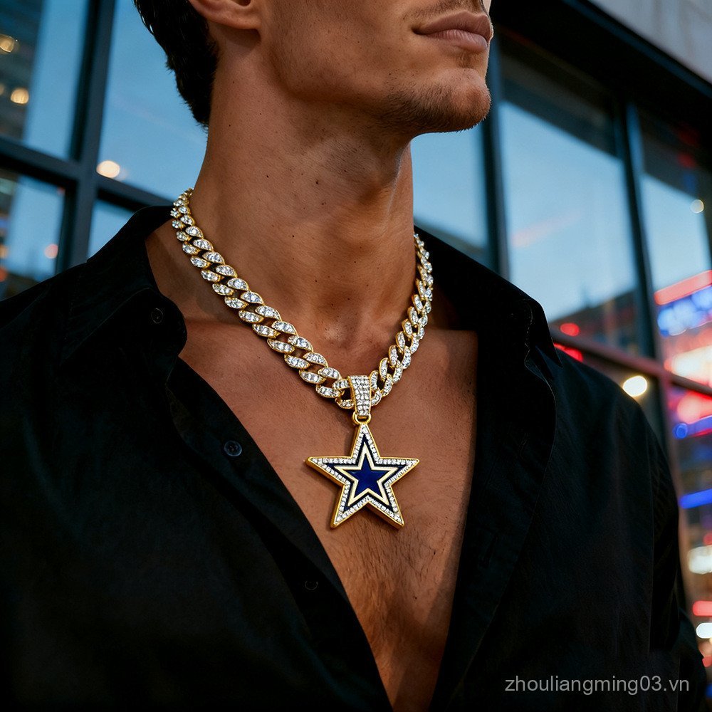 Sản phẩm mới Full Diamond Blue Oil Nhỏ giọt Dallas Denim Dallas Cowboys Đội bóng bầu dục Huy hiệu Vò