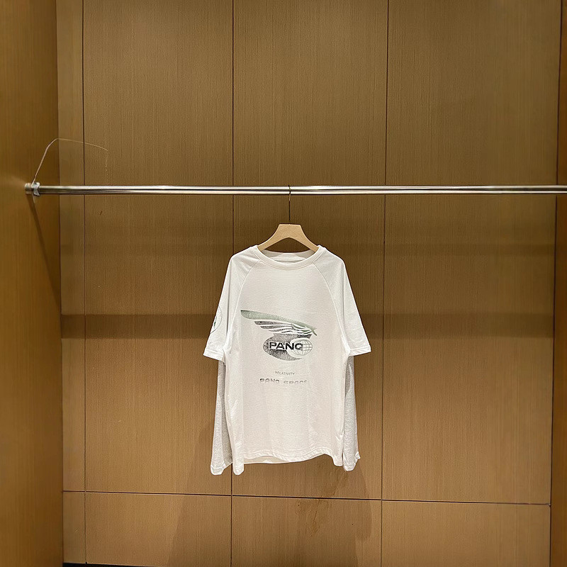 WP2G Panq Fake Two-Piece Long Sleeve tee Extra-large wing profile OS Washed T Yuan Yiqi's same style