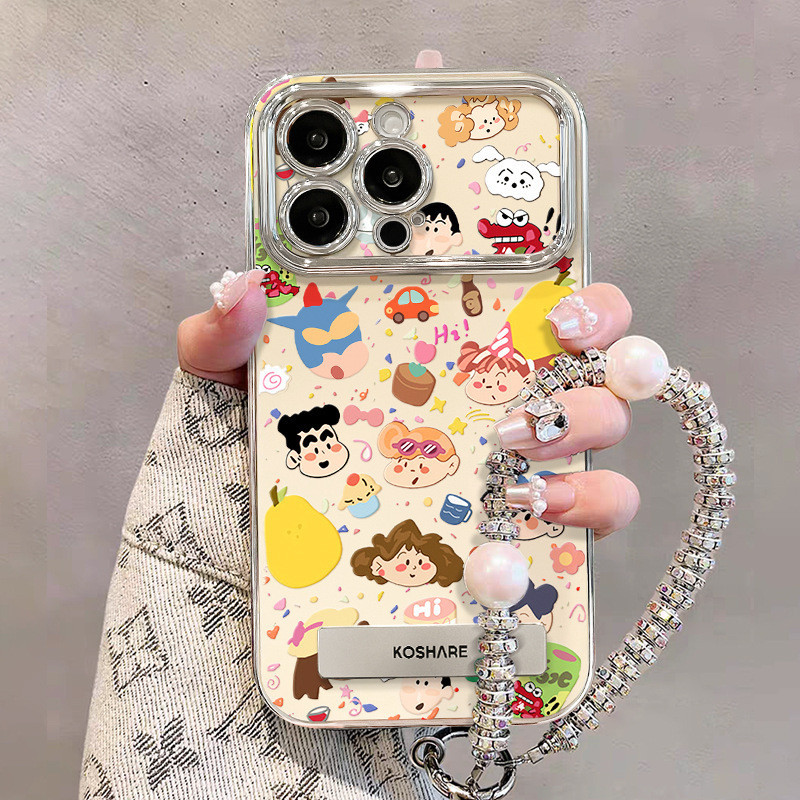 Phim hoạt hình hoạt hình Shin-Chan Apple 16 Ốp điện thoại iPhone17pro Can Shin-Chan Family Bracket C