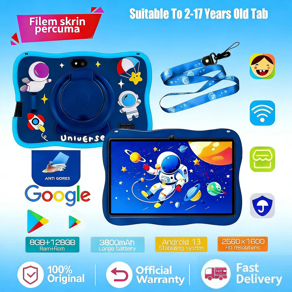 2026 Nâng Cấp Mẫu 7 Inch Máy Tính Bảng Trẻ Em Android 13.0 8G RAM 128GB Lưu Trữ WiFi Thích Hợp Cho T
