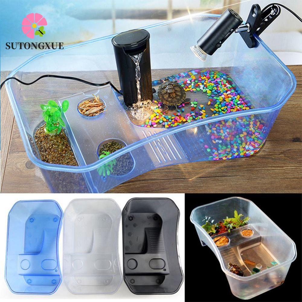 SUTONGXUE Turtle Vivarium Box, Water Land Dual Use Basking Ramp Turtle Aquarium, Bền Mini Square Loạ