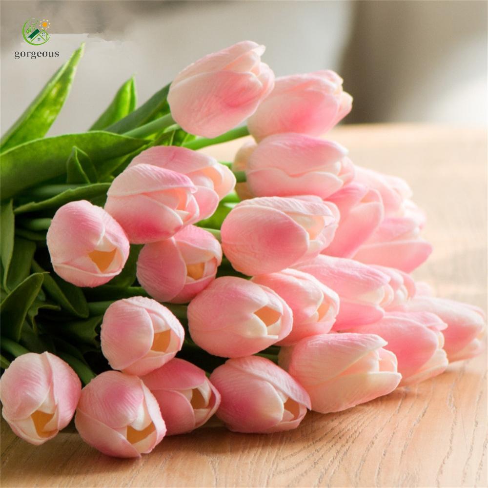 [FUXIN]Superb Technology Mini Artificial Tulip Flower Hand Bouquet Meat Powder