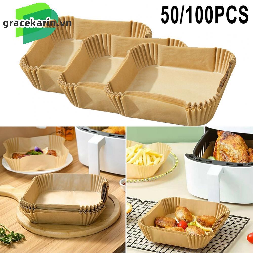 Air Fryer Safe Disposable Square Paper Liners 50/100 Pcs Non Stick Cooking Paper