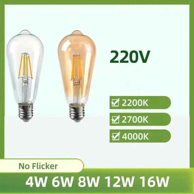 Bóng Đèn LED E27 Cho Đèn Bàn 2200K 2700K Đèn Ấm 4000K 6000K Bóng Đèn LED 220V ST64 Có Thể Điều Chỉnh
