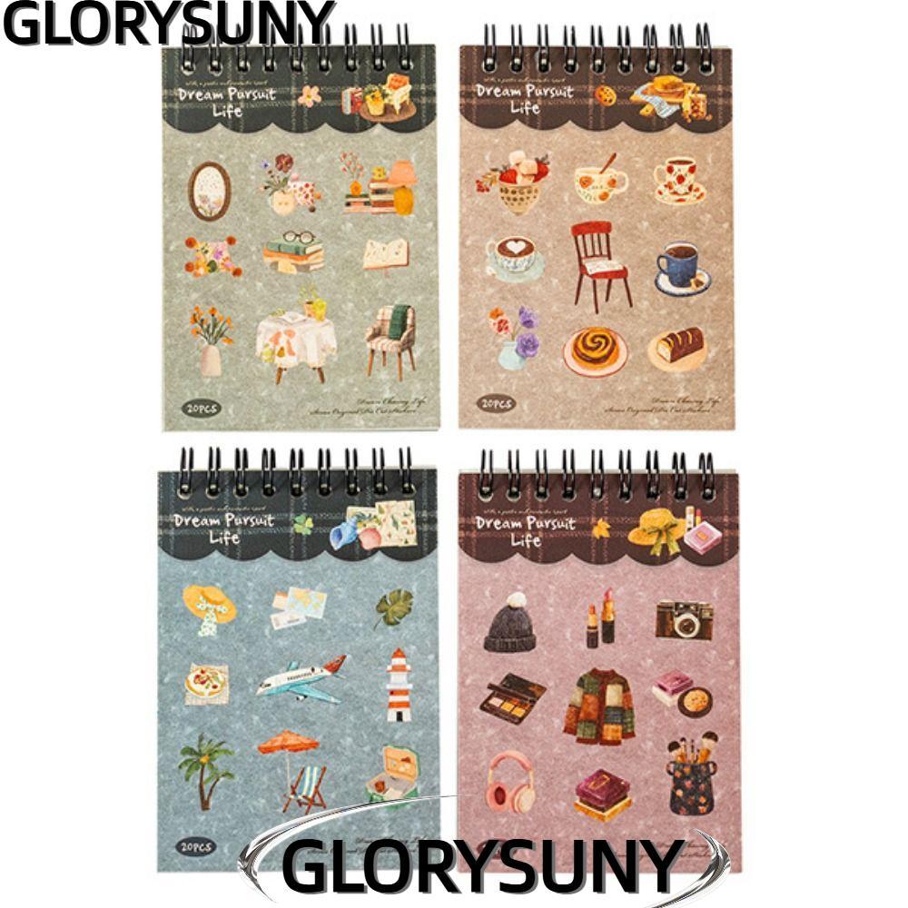 GLORYSUNY Life Theme Material, Journal Scrapbook DIY 20 tờ Die-Cut Sticker Book, PET Dream Pursuit L